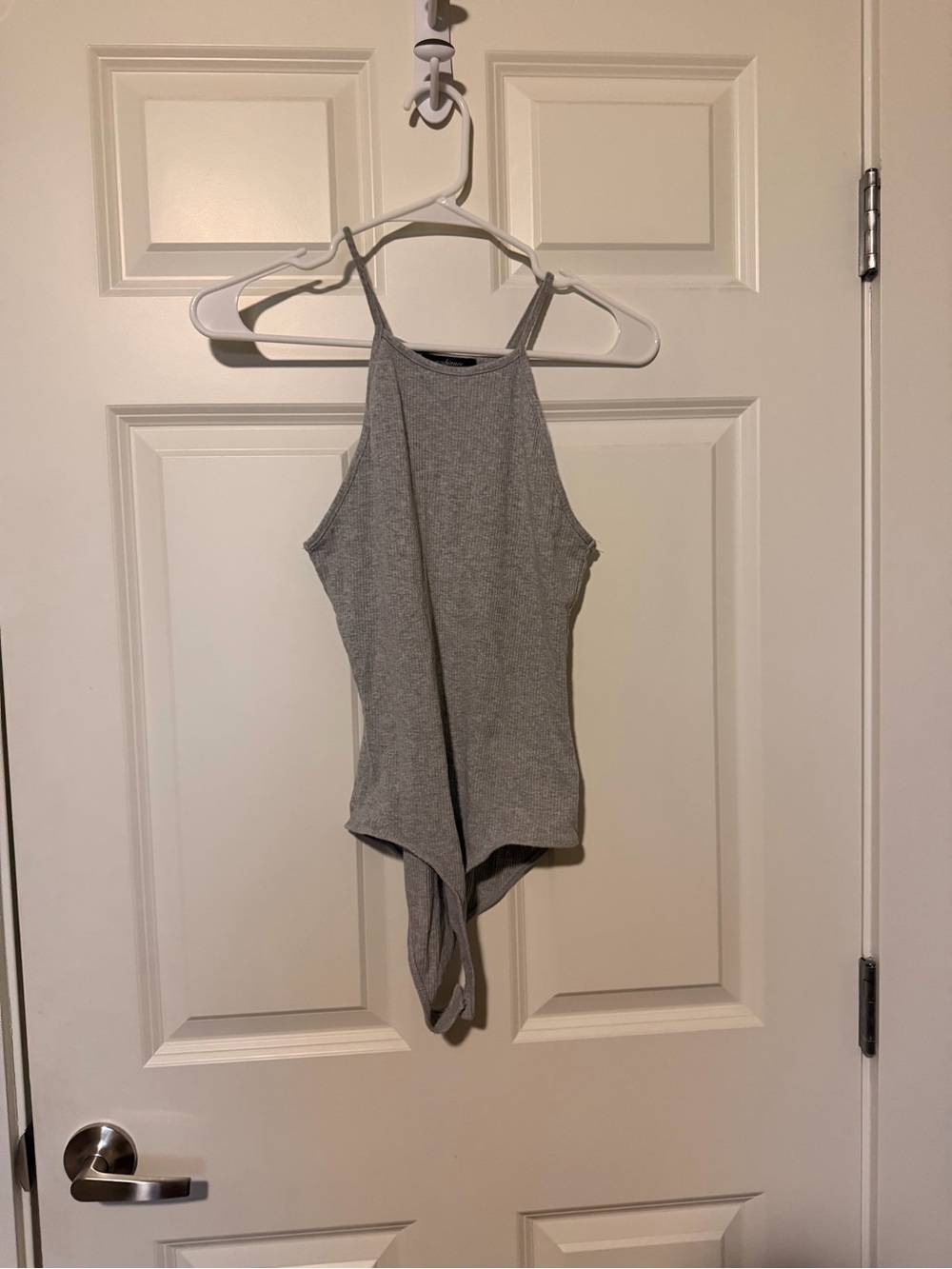 Ambiance Heather Gray Ribbed High-Neck Bodysuit